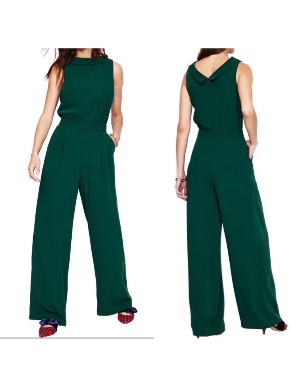 Boden Clarissa Sleeveless Jumpsuit Glade Green Wide Leg